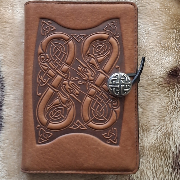 Accessories - Oberon Brown Leather Book Journal Cover Y Celtic Knot Design